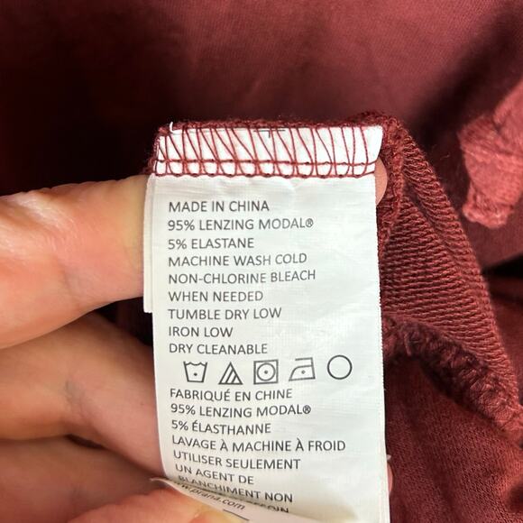 Prana Sweatshirt Dress Size Small Burgundy Hooded Pockets Casual  Modal - Picture 7 of 8